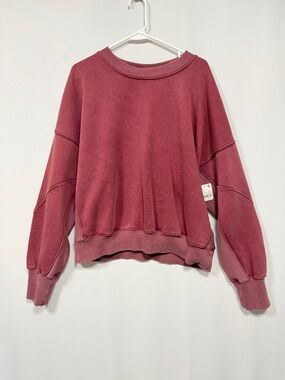 Free People Movement Mahogany Oversized Sweatshirt XL – Washed Pullover NWT